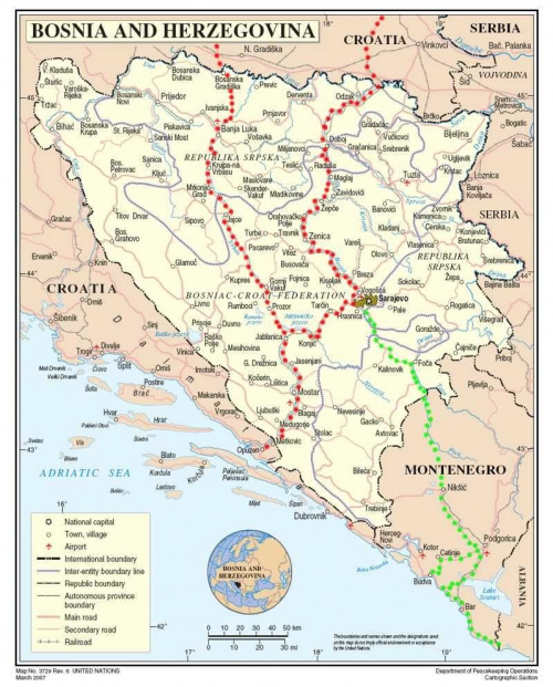 trasy przez BiH do Dalmacji i MNE