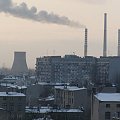 zimowe miasto przemysłowe #Łódź #Lodz #widzew #bloki #komin #dym #kominy #zima