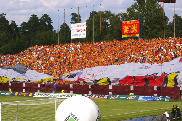 Mecz Jagiellonia Białystok - Polonia Bytom. Kibice Jagi.