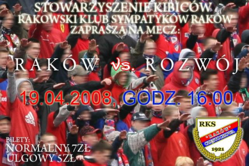 Raków Częstochowa - Rozwój Katowice
19 kwietnia 2008 - Godz. 16:00
3 liga Gr. 3 #rakow #rozwoj #kibice #liga #czestochowa #katowice