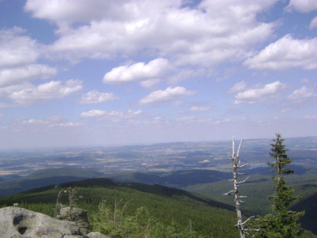 Panorama Kotliny Jeleniogórskiej z Hutniczego Grzbietu w Karkonoszach