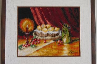 W blasku swiecy #blask #hafty #swieca #cytryny #stol