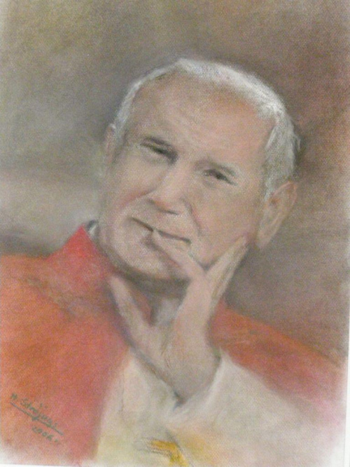 Nasz Papież (40x30) - pastel na papierze